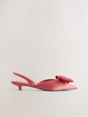 Pink Forever Comfort® Point Toe Bow Slingback Kitten Heels - Image 7 of 11