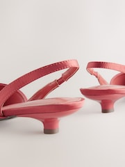 Pink Forever Comfort® Point Toe Bow Slingback Kitten Heels - Image 9 of 11