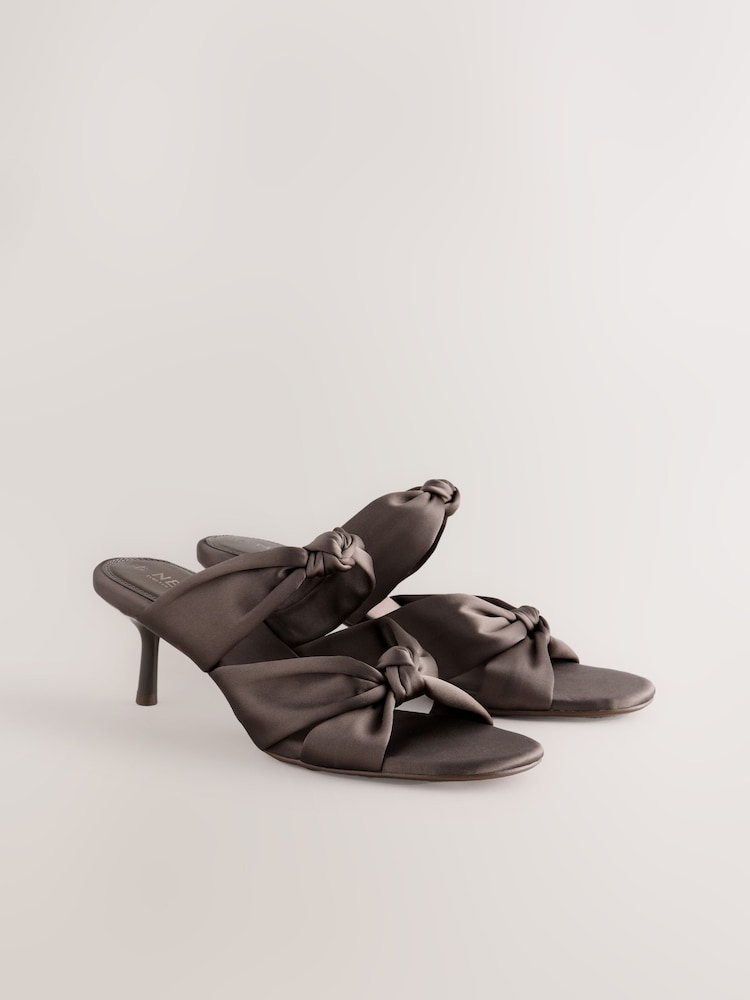 Grey Forever Comfort® Round Toe Twist Detail Low Heel Mules - Image 12 of 12