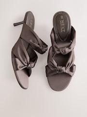 Grey Forever Comfort® Round Toe Twist Detail Low Heel Mules - Image 8 of 12