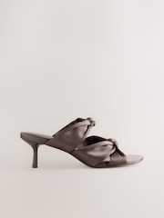 Grey Forever Comfort® Round Toe Twist Detail Low Heel Mules - Image 9 of 12