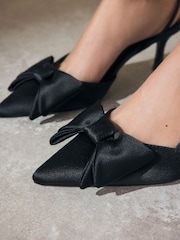 Preto - Forever Comfort Salto Slingback com Biqueira ® Ponta e Laço - Imagem 4 de 8