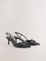 Preto - Forever Comfort Salto Slingback com Biqueira ® Ponta e Laço - Imagem 5 de 8
