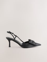Preto - Forever Comfort Salto Slingback com Biqueira ® Ponta e Laço - Imagem 6 de 8