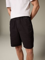 Black Elasticated Waist Cargo Shorts - Image 1 of 9