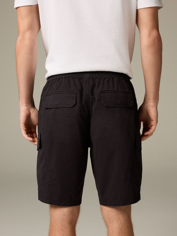 Black Elasticated Waist Cargo Shorts - Image 2 of 9