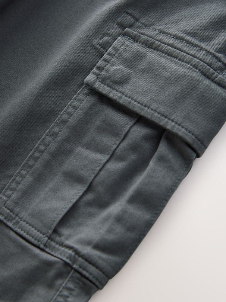 Charcoal Grey Stretch Cargo Shorts - Image 10 of 10