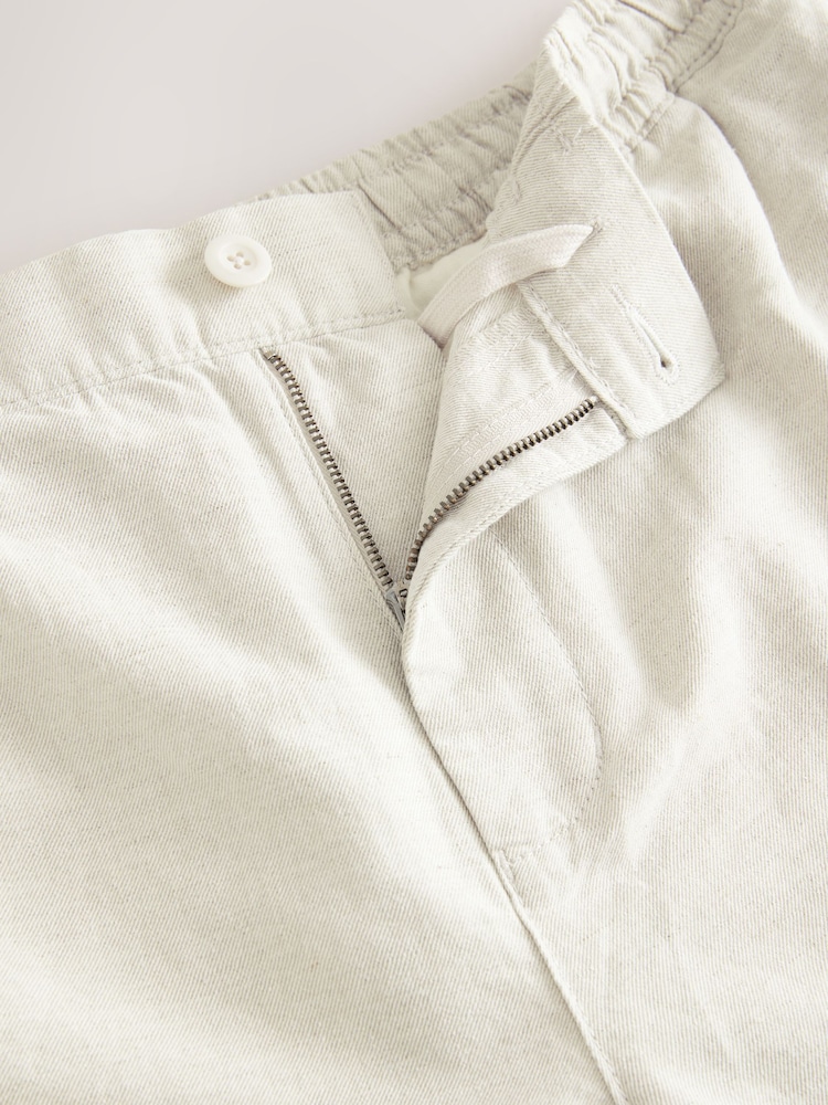 Neutral Cotton Linen Blend Lightweight Cargo Shorts - Image 11 of 11