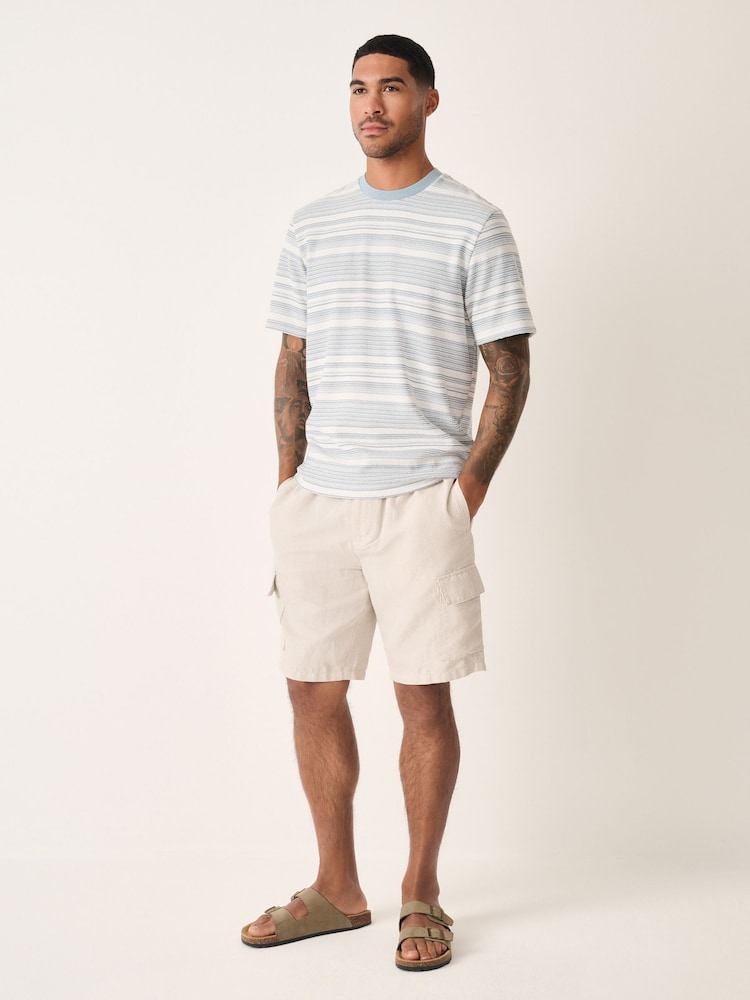 Neutral Cotton Linen Blend Lightweight Cargo Shorts - Image 2 of 11