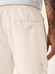 Neutral Cotton Linen Blend Lightweight Cargo Shorts - Image 7 of 11