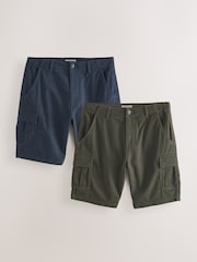 Navy/Khaki Stretch Cargo Shorts - Image 1 of 12