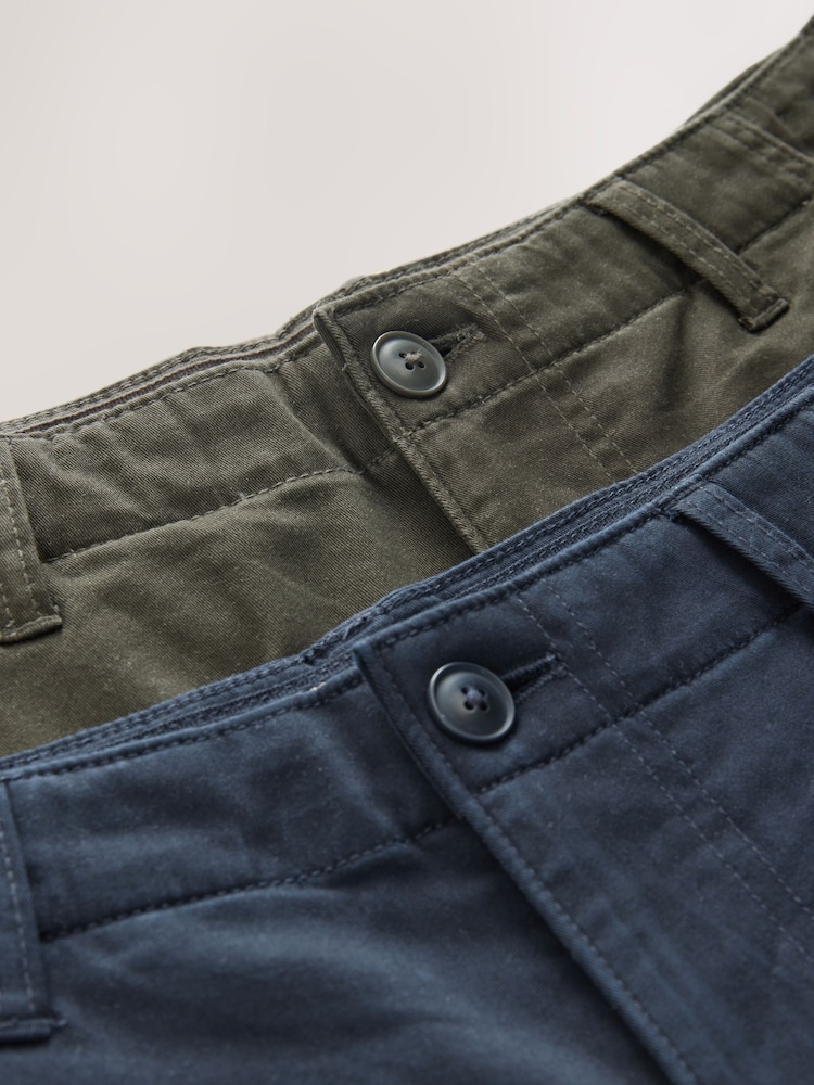 Navy/Khaki Stretch Cargo Shorts - Image 11 of 12
