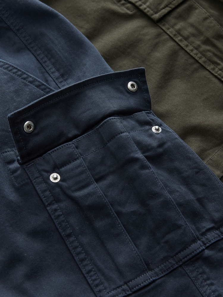 Navy/Khaki Stretch Cargo Shorts - Image 12 of 12