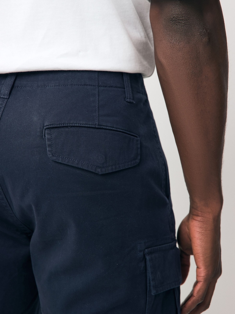 Navy/Khaki Stretch Cargo Shorts - Image 7 of 12