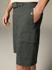 Charcoal Belted Ripstop Cargo Shorts - Image 1 of 5