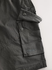 Charcoal Belted Ripstop Cargo Shorts - Image 10 of 11