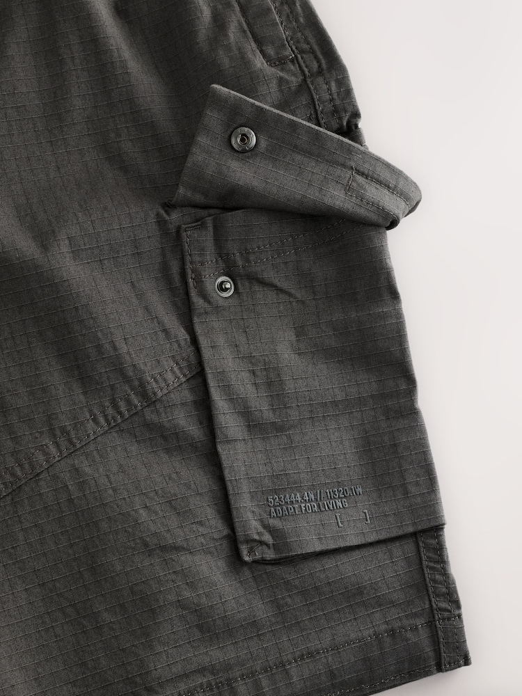 Charcoal Belted Ripstop Cargo Shorts - Image 10 of 11