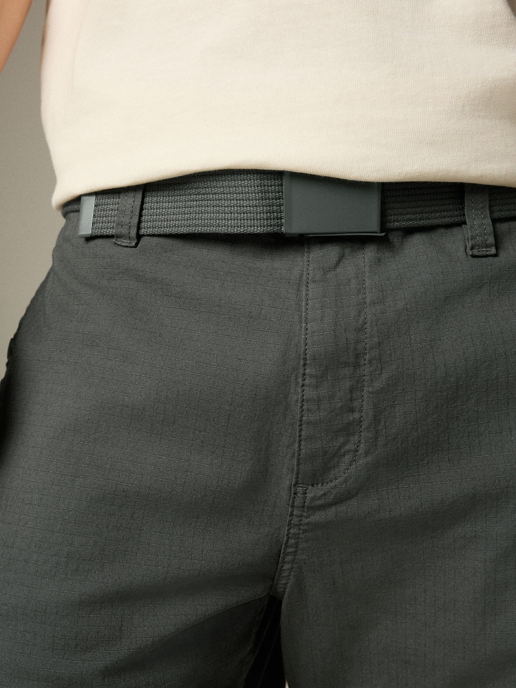 Charcoal Belted Ripstop Cargo Shorts - Image 5 of 5