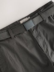 Charcoal Belted Ripstop Cargo Shorts - Image 7 of 11