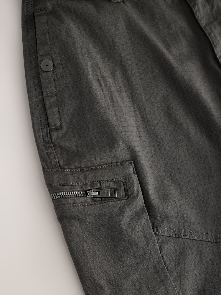 Charcoal Belted Ripstop Cargo Shorts - Image 9 of 11