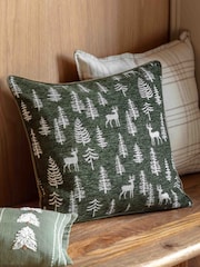 Gallery Home Green Forest Stag Chenille Cushion - Image 1 of 4