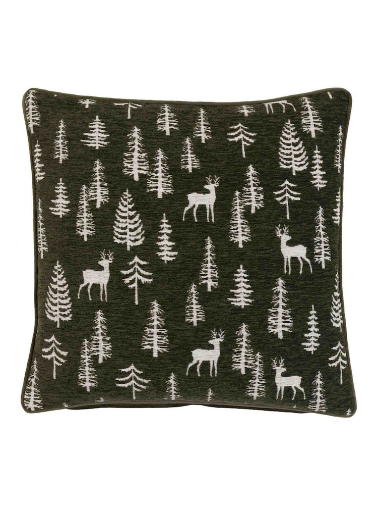 Gallery Home Green Forest Stag Chenille Cushion - Image 4 of 4