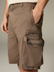 Brown 5 Pocket Utility Cargo Shorts - Image 1 of 5