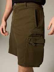 Khaki Green 5 Pocket Utility Cargo Shorts - Image 1 of 6