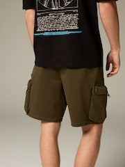 Khaki Green 5 Pocket Utility Cargo Shorts - Image 2 of 6