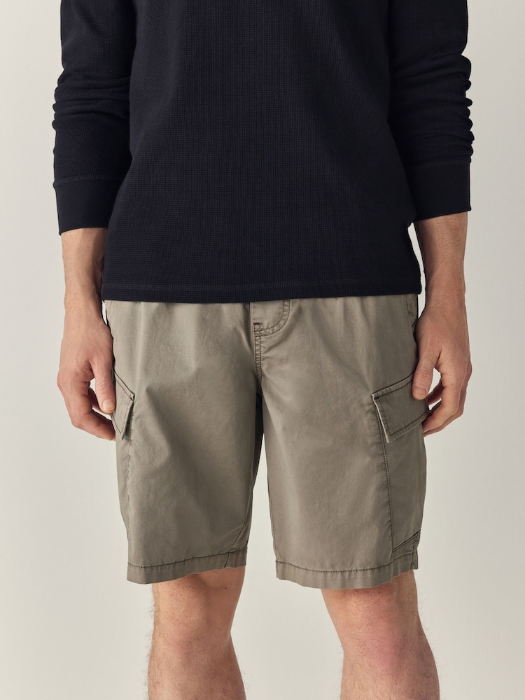 Sage Green Elasticated Waist Cargo Shorts - Image 1 of 10