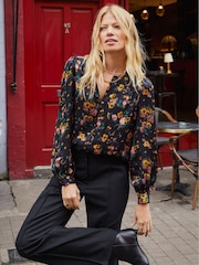 Baukjen Meadow Satin Printed Black Blouse - Image 1 of 5