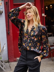Baukjen Meadow Satin Printed Black Blouse - Image 3 of 5