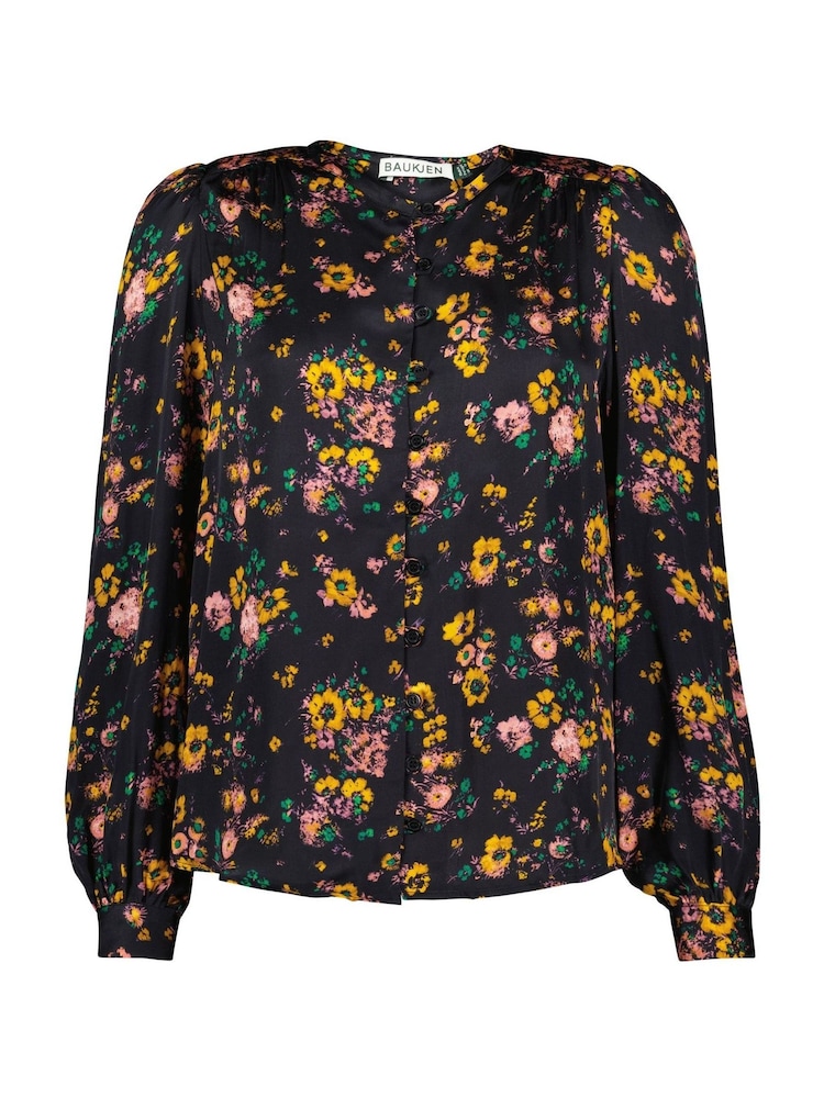 Baukjen Meadow Satin Printed Black Blouse - Image 5 of 5