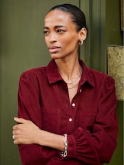 Baukjen Burgundy Red Philippa Corduroy Midi Cotton Dress - Image 4 of 5