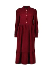 Baukjen Burgundy Red Philippa Corduroy Midi Cotton Dress - Image 5 of 5