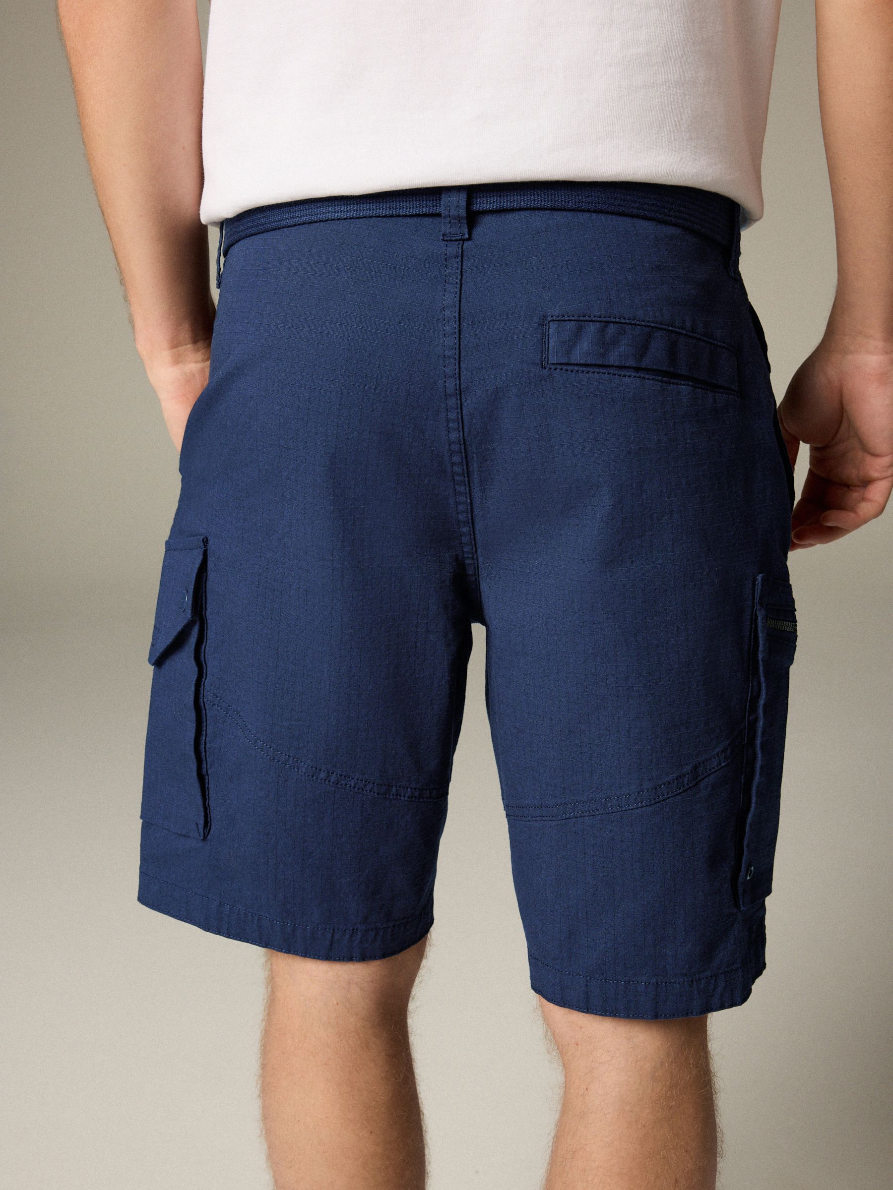 値下げ‼️THM   Rip stop shorts   Navy Men's Navy Blue Drawstring Cotton Ripstop Shorts | Peter
