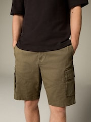 Khaki Green Belted Ripstop Cargo Shorts - Image 1 of 6