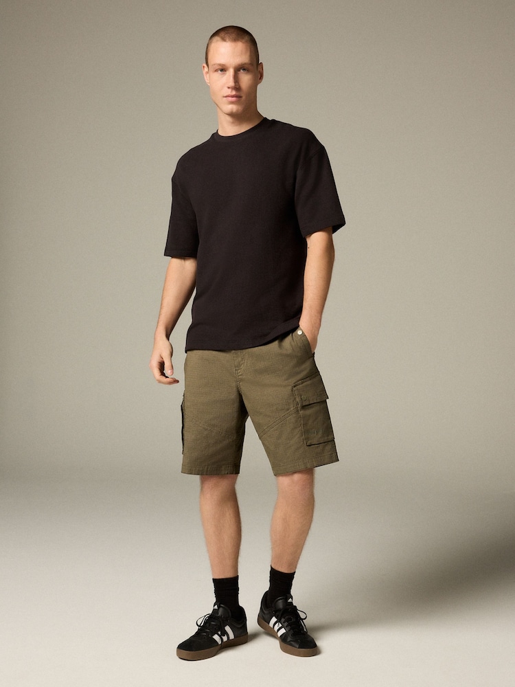 Khaki Green Belted Ripstop Cargo Shorts - Image 2 of 6