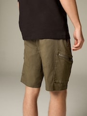 Khaki Green Belted Ripstop Cargo Shorts - Image 4 of 6