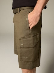 Khaki Green Belted Ripstop Cargo Shorts - Image 5 of 6