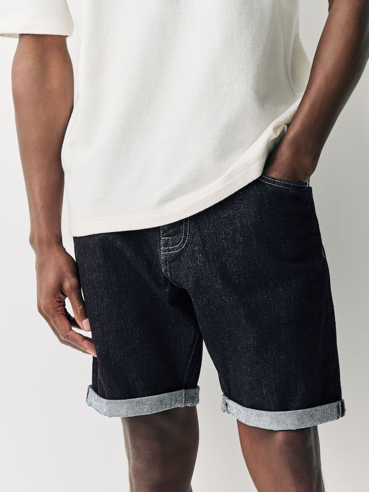 Indigo Blue Straight Fit Stretch Denim Shorts - Image 1 of 9 Indigo Blue Straight Fit Stretch Denim Shorts - Image 1 of 9
