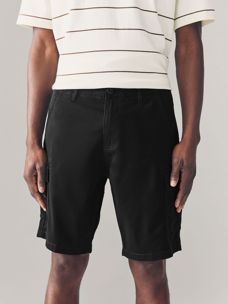 Black/Brown Stretch Cargo Shorts - Image 2 of 13