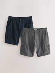 Navy/Charcoal Stretch Cargo Shorts - Image 8 of 13