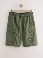 Olive Green Lightweight Belted Cargo Shorts - Image 6 of 10