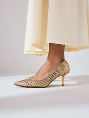 Gold Forever Comfort® Point Toe Weave Court Heel Shoes - Image 1 of 4
