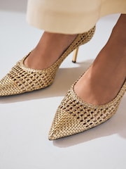 Gold Forever Comfort® Point Toe Weave Court Heel Shoes - Image 4 of 4