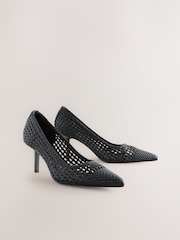 Black Forever Comfort® Point Toe Weave Court Heel Shoes - Image 1 of 6