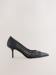 Black Forever Comfort® Point Toe Weave Court Heel Shoes - Image 3 of 6