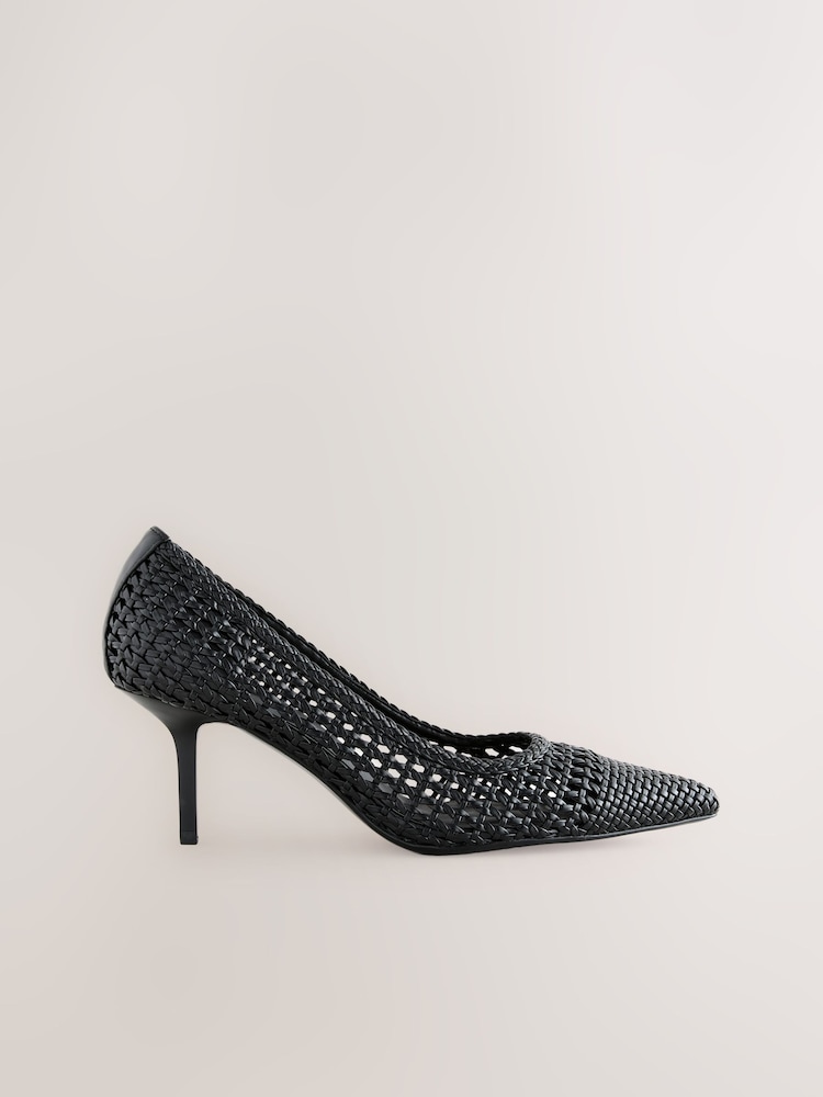 Black Forever Comfort® Point Toe Weave Court Heel Shoes - Image 3 of 6