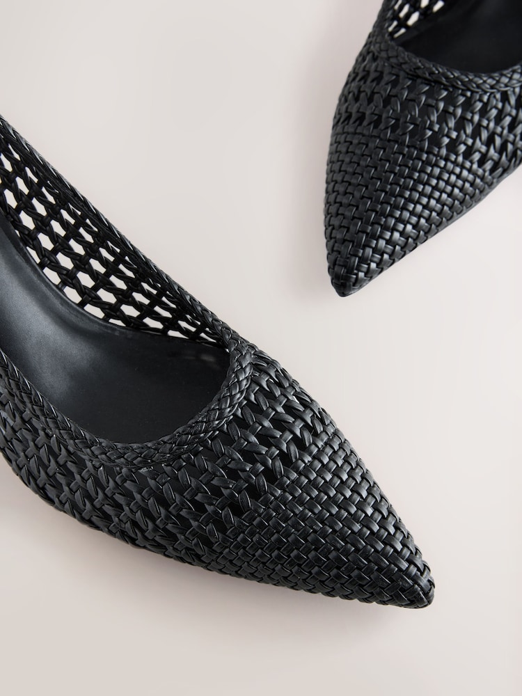 Black Forever Comfort® Point Toe Weave Court Heel Shoes - Image 5 of 6